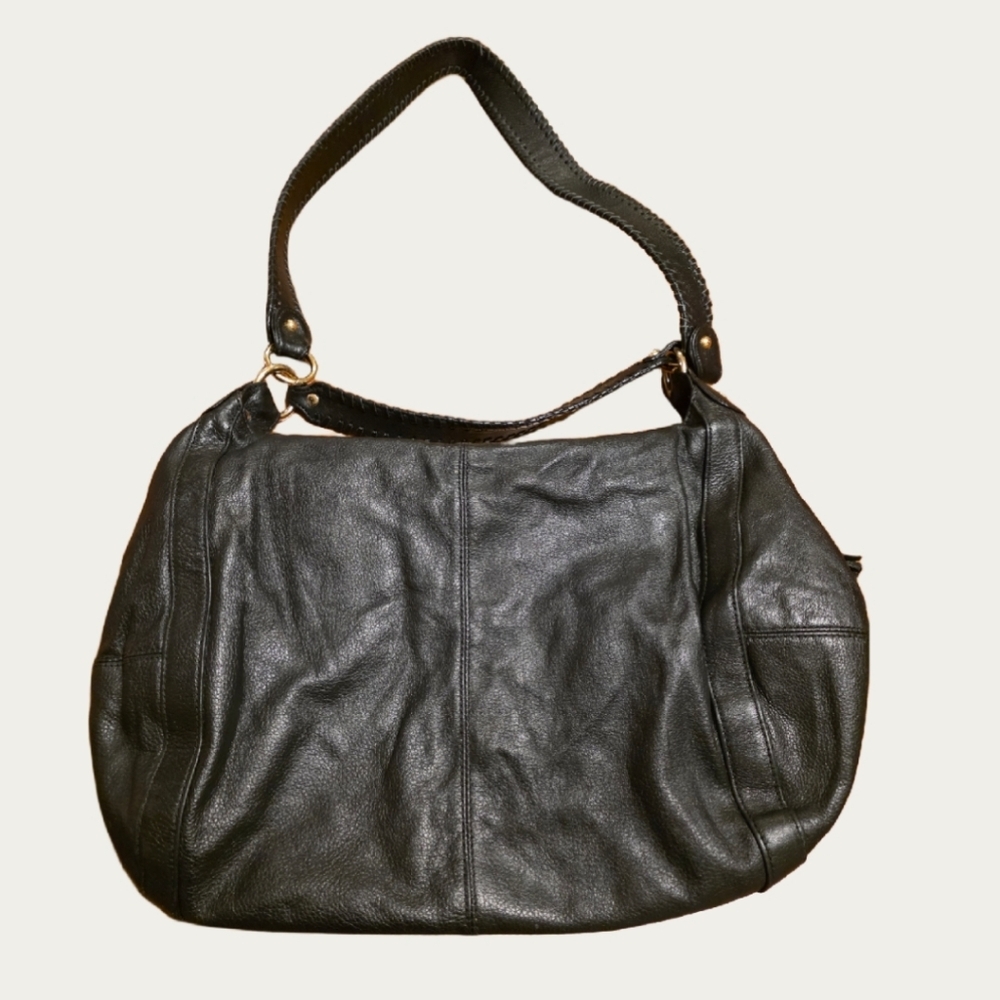 Onna Ehrlich Rachel Black Pebbled Leather Shoulder Bag - Picture 12 of 14